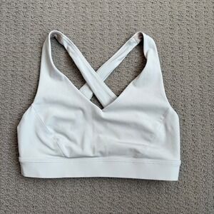 Lululemon Sz Small Pushing Limits Bra Light Gray Cross Back Sports Bra